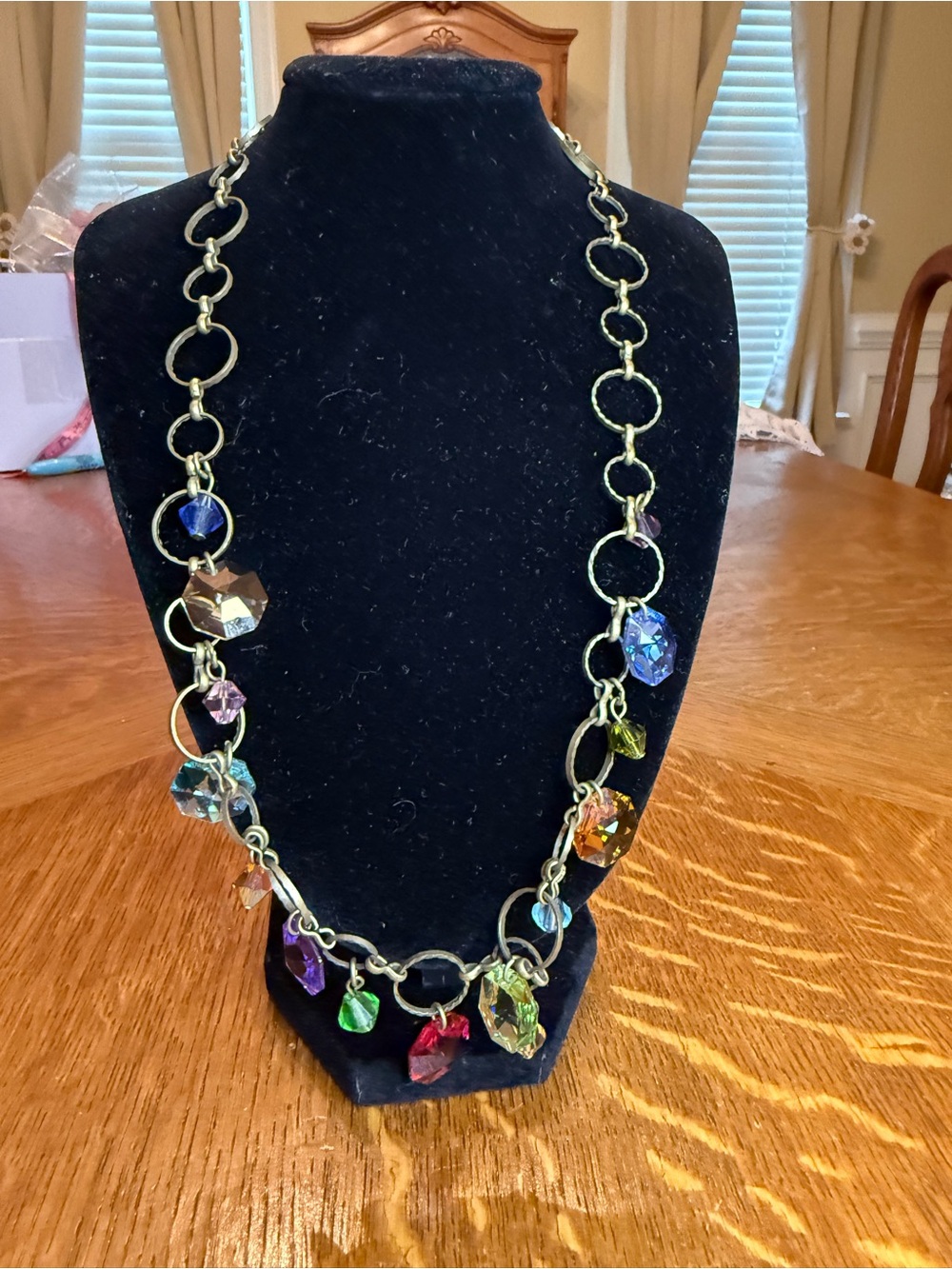 Sweet Romance multicolor Crystal Drop Link Necklace - Women Jewelry